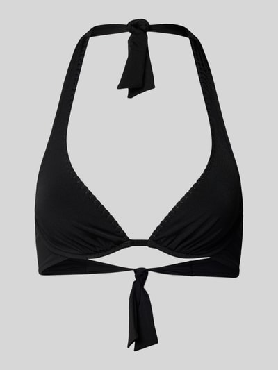 Produktfoto, Bikini-Oberteil mit rückseitiger Schnürung von WATERCULT in Schwarz, Material-Mix mit Stretch-Anteil, Körpernahe Passform, Neckholder