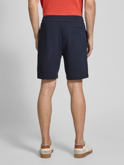 BOSS Regular fit sweatbermuda met logo-applicatie, model 'Leoni' Marineblauw - 5