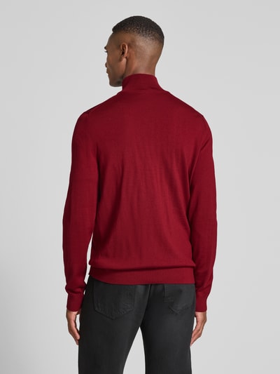 JOOP! Collection Gebreide pullover van merinowol met schipperskraag, model 'Dario' Kersenrood - 5