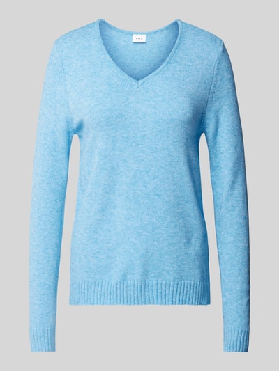 Vila Strickpullover mit V-Ausschnitt Modell 'RIL' Hellblau 1