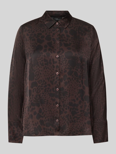 Produktfoto, Regular Fit Langarmbluse aus reiner Viskose von s.Oliver BLACK LABEL, donkerbruin met zwart animal dessin, gladde textuur