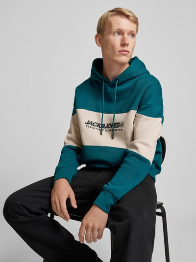 Jack & Jones Hoodie mit Label-Print Modell 'LEGACY' Petrol 3