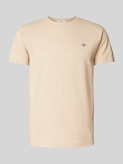 Gant Slim Fit T-Shirt mit Label-Stitching Beige 2