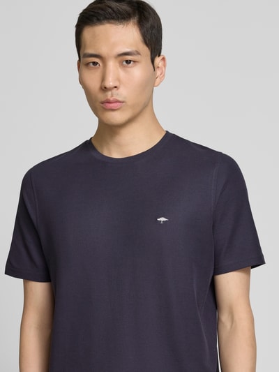 Fynch-Hatton T-shirt met logostitching Marineblauw - 3
