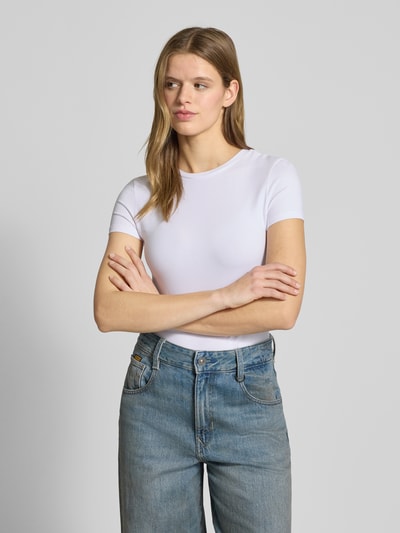 REVIEW T-shirt o kroju slim fit z mieszanki bawełny Biały 4