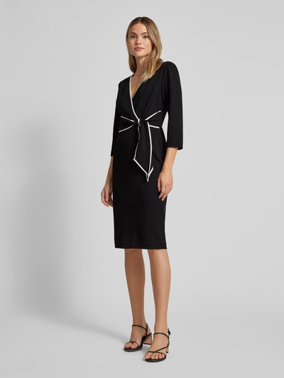 Adrianna Papell Knielanges Cocktailkleid in Wickel-Optik Black 1