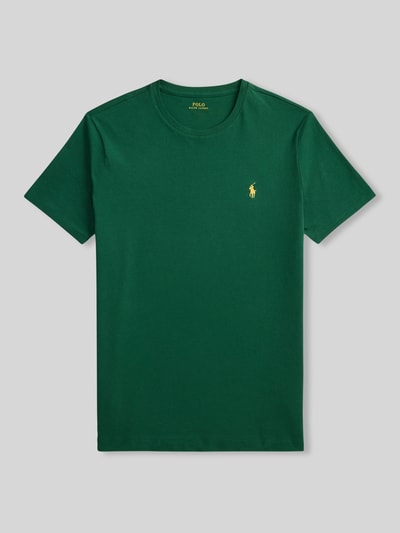 Produktfoto, Regular Fit T-Shirt aus reiner Baumwolle von Polo Ralph Lauren, zielona, jednokolorowa bawełna, krój regular fit, logo, dekolt okrągły, krótki rękaw, jersey