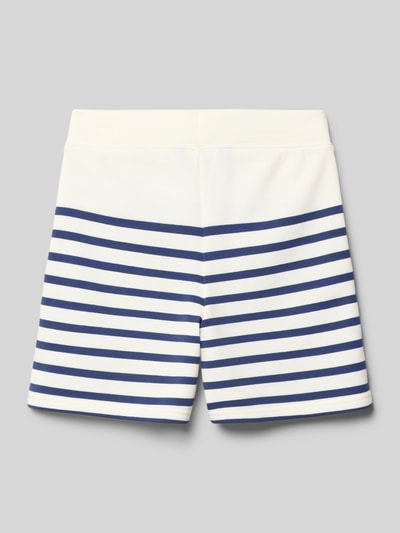 Produktfoto, Regular Fit Sweatshorts aus Baumwoll-Mix von Polo Ralph Lauren Teens, weiß-blau gestreift, Sweat-Material, elastischer Bund, Logo-Stitching, seitliche Taschen, Allover-Muster