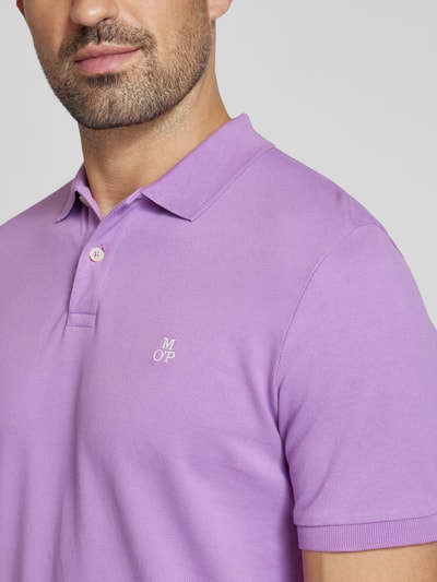 Marc O'Polo Regular fit poloshirt met labelstitching Lila - 3