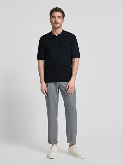 Casual Friday Slim Fit Poloshirt mit gerippten Abschlüssen Modell 'KARLO' Dunkelblau 1