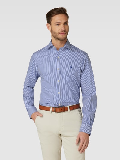 Polo Ralph Lauren Koszula biznesowa o kroju slim fit w paski Królewski niebieski 4