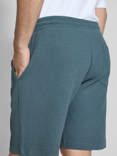 MCNEAL Relaxed fit sweatshort met structuurmotief Petrol - 3