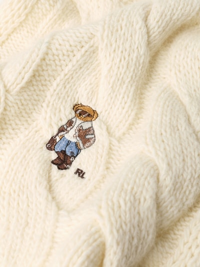 Polo Ralph Lauren Schal mit Winterbär-Stickerei Offwhite 2