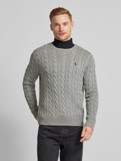 Polo Ralph Lauren Strickpullover mit gerippten Abschlüssen Modell 'DRIVER' Hellgrau 4