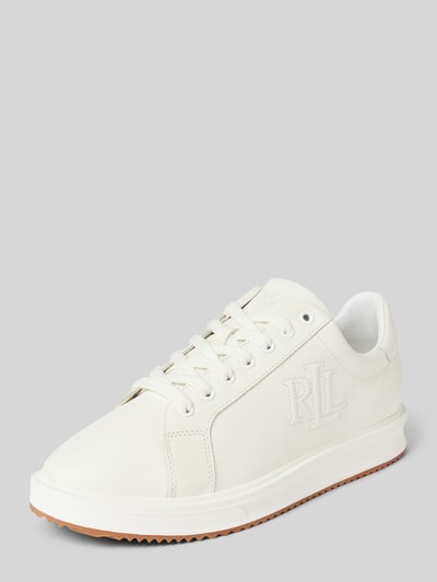 Lauren Ralph Lauren Ledersneaker mit Label-Stitching Modell 'AINSLEY' Weiss 1