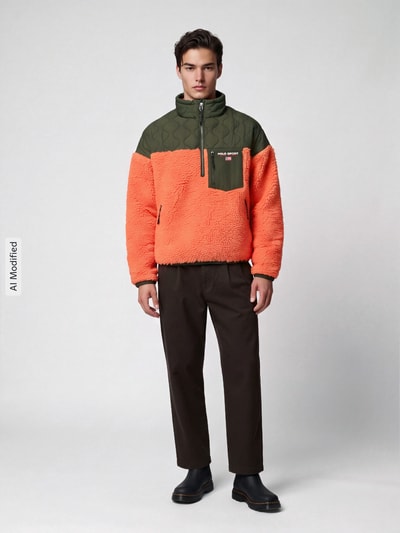 Polo Ralph Lauren Sweatshirt mit kontrastierendem Steppeinsatz aus Nylon Orange 1
