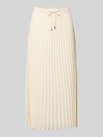 Productfoto, Midirock mit Plisseefalten van comma, A-lijn, plisseevouwen, elastische tailleband met strik, crèmekleurige stof, 85 cm lang, taille 40 cm