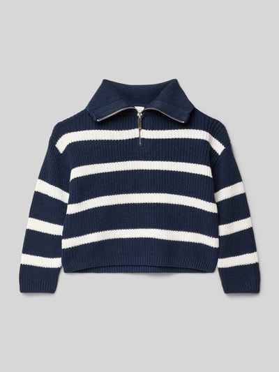 Mango Strickpullover mit Stehkragen Marine 1