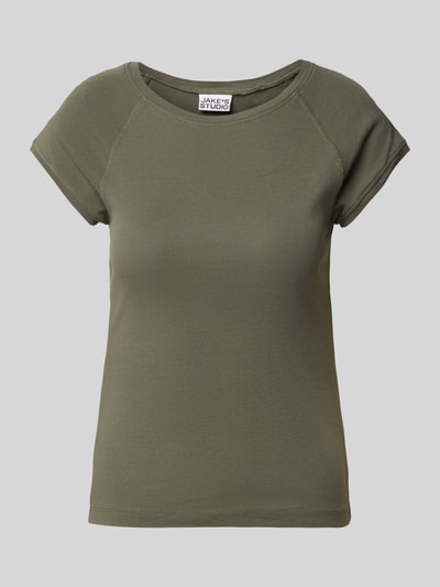 JAKE*S STUDIO WOMAN T-Shirt mit geripptem Rundhalsausschnitt Khaki 2