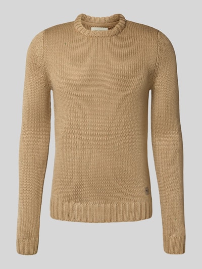 Blend Strickpullover mit Label-Patch Modell 'DILLON' Beige 2