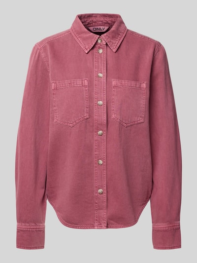Produktfoto, Regular Fit Jeansbluse aus reiner Baumwolle Modell 'SILLA' von Only, jednolity kolor, denim, naszywki i kieszenie na piersi