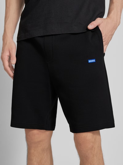 Hugo Blue Regular fit sweatshorts met labeldetail, model 'Nasensio' Zwart - 3