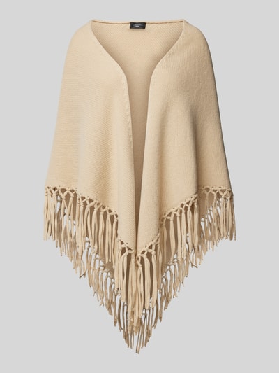 Weekend Max Mara Poncho van scheerwol met franjes, model 'TORNADO' Beige - 2