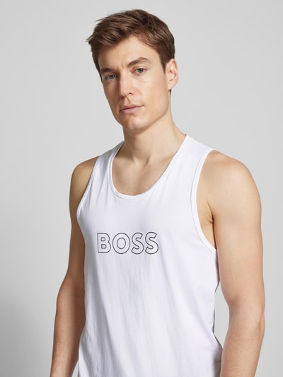 BOSS Tanktop mit Label-Print Modell 'Beach' Weiss 3
