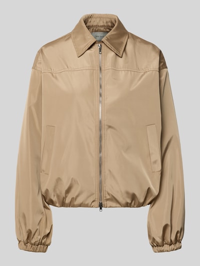 Productfoto, beige Bomberjacke mit Eingrifftaschen Modell 'Dande' van Neo Noir, losjes fit, Kentkraag, tweewegritssluiting, elastische boorden, gladde textuur