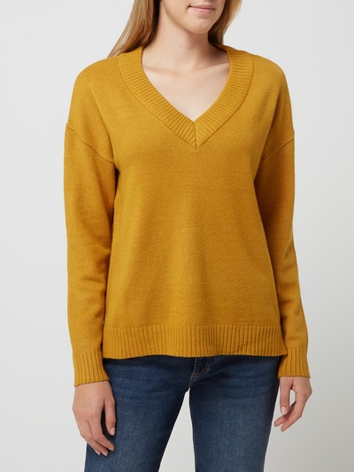 Vila Oversized pullover van viscosemix, model 'Viril' Mosterdgeel - 4