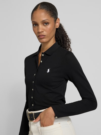 Polo Ralph Lauren Slim Fit Poloshirt mit Label-Stitching Black 3