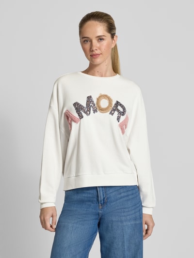 More & More Bluza o kroju oversized z prążkowanymi wykończeniami Złamany biały 4