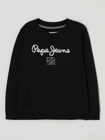 Pepe Jeans Sweter z wyhaftowanym logo model ‘Larson’ Granatowy 1