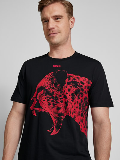 HUGO T-Shirt mit Motiv-Print Modell 'Dikobra' Black 3