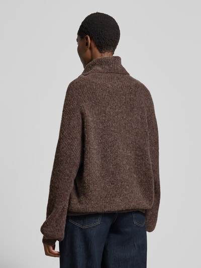 GUIDO MARIA KRETSCHMER WOMAN Oversized gebreide pullover met col, model 'Insa' Chocoladebruin - 5