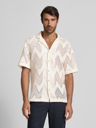 Strellson Regular Fit Freizeithemd mit Lochstrickmuster Modell 'CLIRO2' Offwhite 4