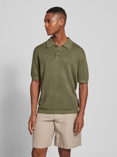 Marc O'Polo Regular Fit Poloshirt aus Leinen-Baumwoll-Mix Oliv 4