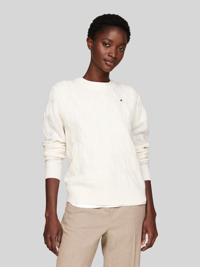 Tommy Hilfiger Regular Fit Pullover aus reiner Wolle Offwhite 4