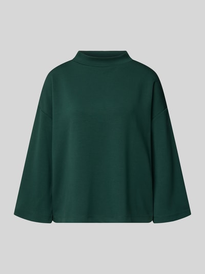 Produktfoto, Sweatshirt mit Stehkragen von MORE & MORE in Dunkelgrün, Relaxed Fit, weite Ärmel, glatte Oberfläche, klare Linien.