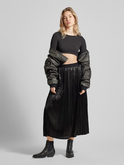 Only Midirok met plissévouwen, model 'Snow' Zwart - 1