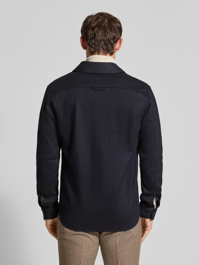 Profuomo Kurtka koszulowa o kroju relaxed fit z kieszenią na piersi Granatowy 5