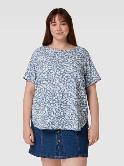 ONLY CARMAKOMA PLUS SIZE blouseshirt met all-over motief, model 'VICA' Lichtblauw - 4