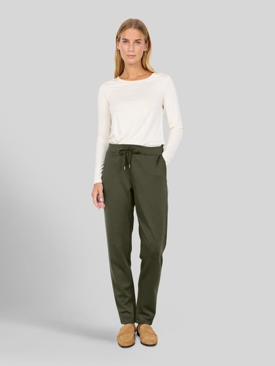 Soyaconcept Spodnie dresowe o kroju regular fit z mieszanka modalu model 'SC-BANU 157' Ciemnozielony 1