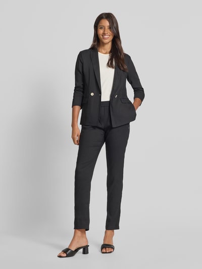 Marc Cain Regular fit broek van linnenmix met elastische band Zwart - 1