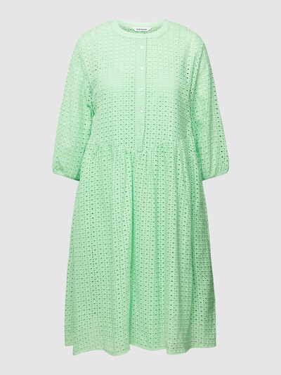 Soft Rebels Knielange jurk met broderie anglaise, model 'Brinley' Neon groen - 2