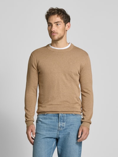 Tom Tailor Regular Fit Strickpullover aus reiner Baumwolle mit Rundhalsausschnitt Beige 4
