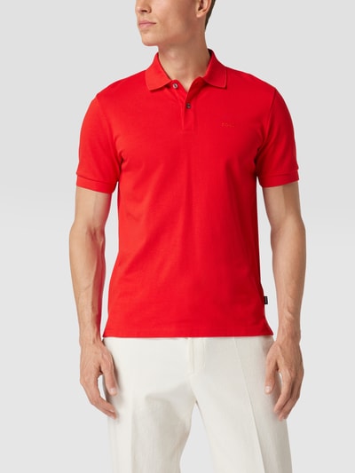 BOSS Poloshirt met labelstitching, model 'Pallas' Rood - 4