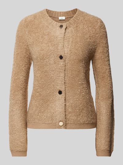 s.Oliver BLACK LABEL Regular Fit Strickjacke aus Bouclé Taupe 2