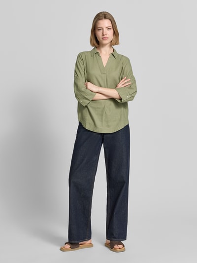 s.Oliver RED LABEL Bluzka koszulowa o kroju relaxed fit z mieszanki lnu i wiskozy Khaki 1