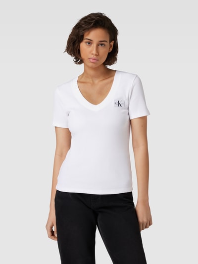 Calvin Klein Jeans T-Shirt in Ripp-Optik Weiss 4